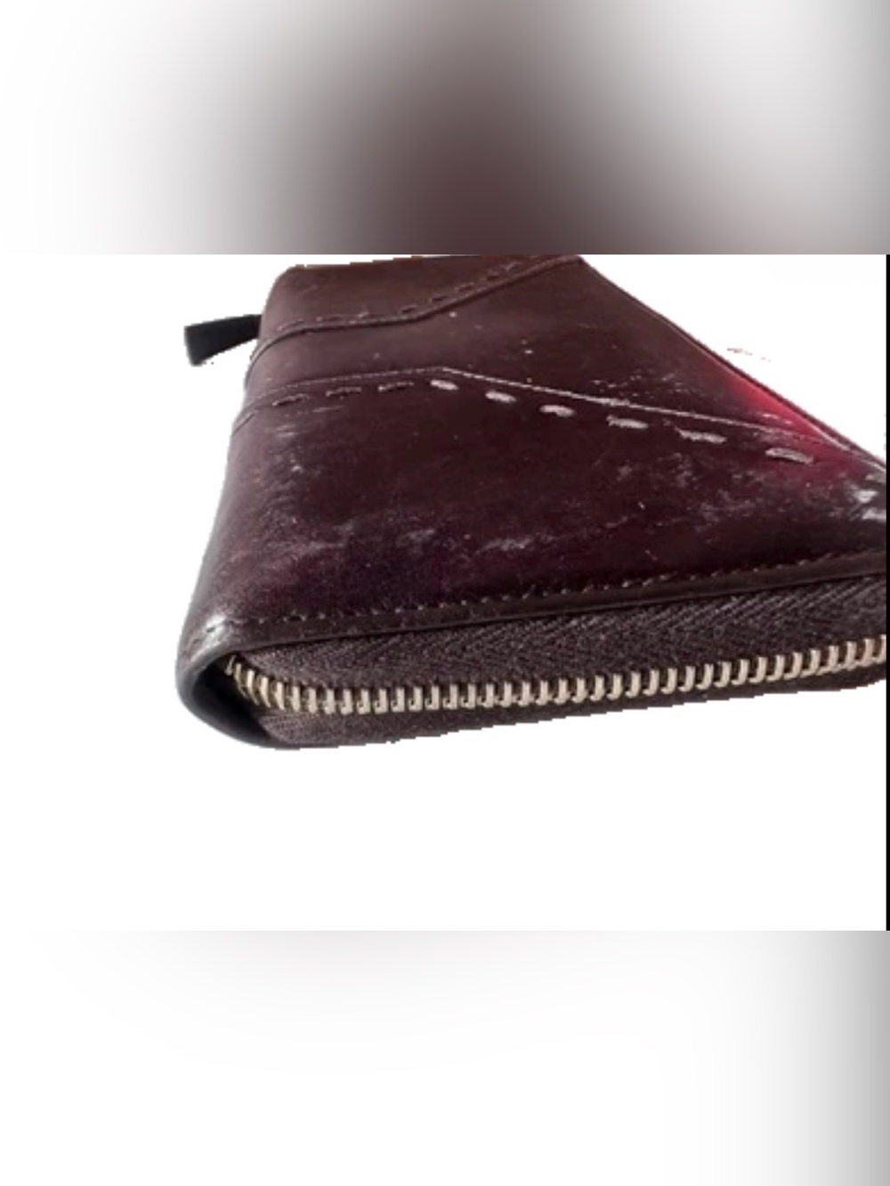 Yves Saint Laurent Muse round zipper wallet in burgundy leather - Picture 7 of 12